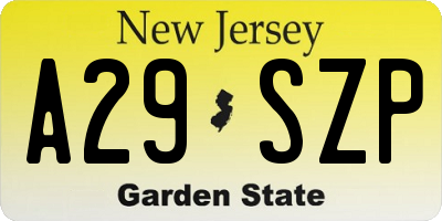 NJ license plate A29SZP