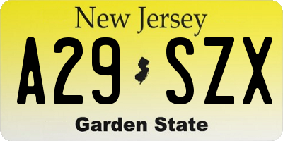 NJ license plate A29SZX
