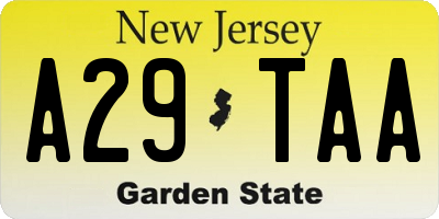 NJ license plate A29TAA