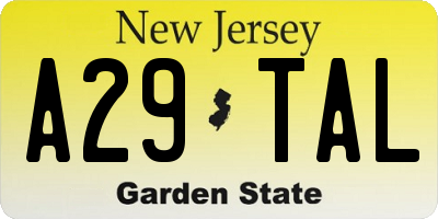 NJ license plate A29TAL