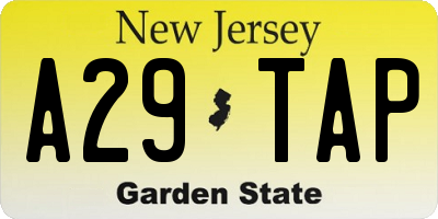 NJ license plate A29TAP