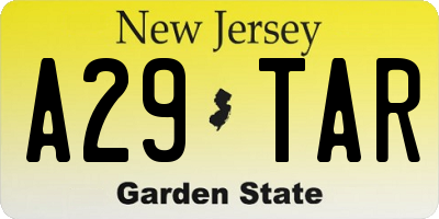 NJ license plate A29TAR