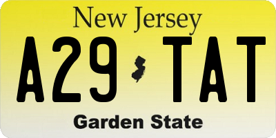 NJ license plate A29TAT