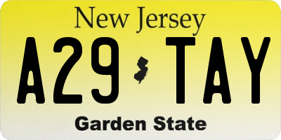 NJ license plate A29TAY
