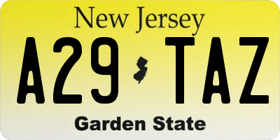 NJ license plate A29TAZ