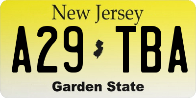 NJ license plate A29TBA