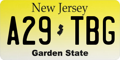 NJ license plate A29TBG