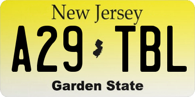 NJ license plate A29TBL