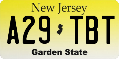NJ license plate A29TBT