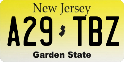 NJ license plate A29TBZ