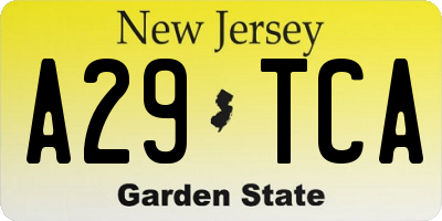 NJ license plate A29TCA