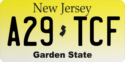 NJ license plate A29TCF