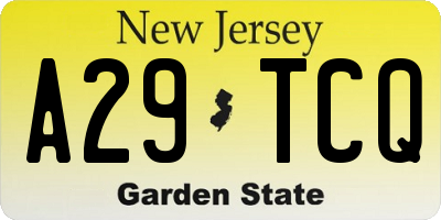 NJ license plate A29TCQ