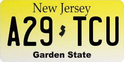 NJ license plate A29TCU