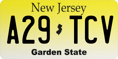 NJ license plate A29TCV