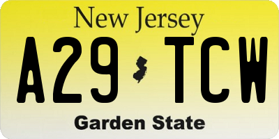 NJ license plate A29TCW