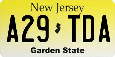 NJ license plate A29TDA
