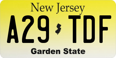 NJ license plate A29TDF