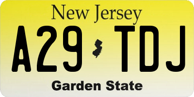 NJ license plate A29TDJ