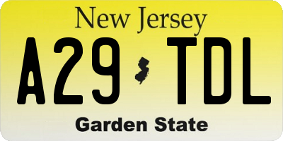 NJ license plate A29TDL