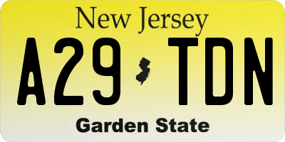 NJ license plate A29TDN