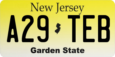 NJ license plate A29TEB