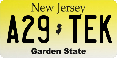 NJ license plate A29TEK