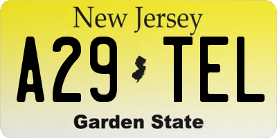 NJ license plate A29TEL