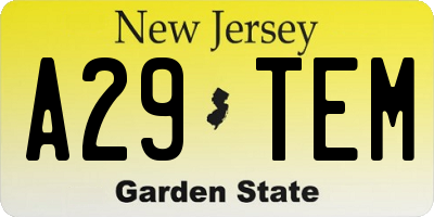 NJ license plate A29TEM