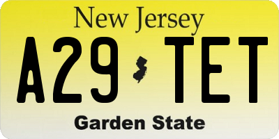 NJ license plate A29TET