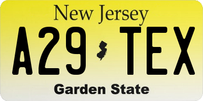NJ license plate A29TEX