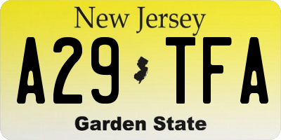 NJ license plate A29TFA