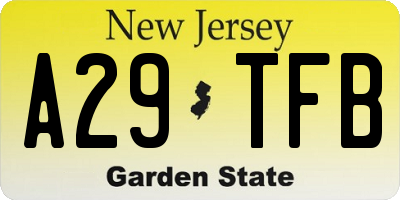 NJ license plate A29TFB