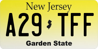 NJ license plate A29TFF