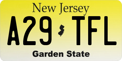 NJ license plate A29TFL