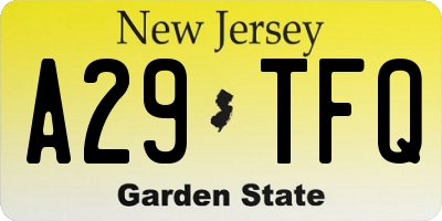 NJ license plate A29TFQ