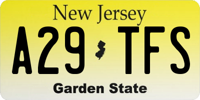 NJ license plate A29TFS