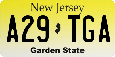 NJ license plate A29TGA