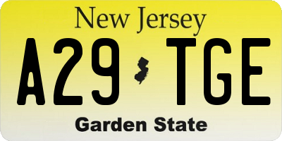NJ license plate A29TGE