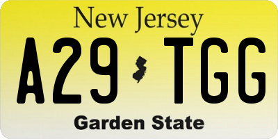 NJ license plate A29TGG