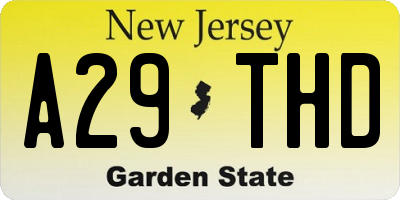 NJ license plate A29THD