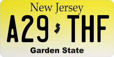 NJ license plate A29THF