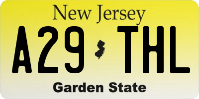 NJ license plate A29THL
