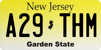 NJ license plate A29THM