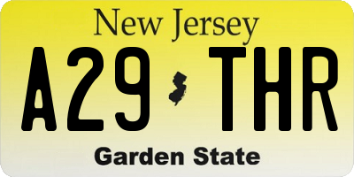 NJ license plate A29THR