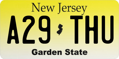 NJ license plate A29THU
