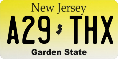 NJ license plate A29THX