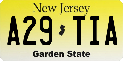 NJ license plate A29TIA