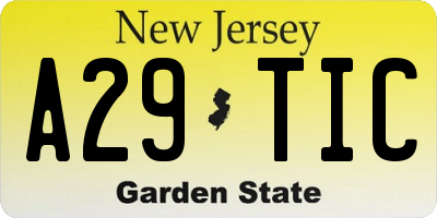 NJ license plate A29TIC