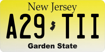 NJ license plate A29TII